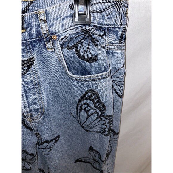 Pacsun Women’s Distressed Hem Jeans Size 28x27 Blue Butterfly Motif Party School - Picture 4 of 12